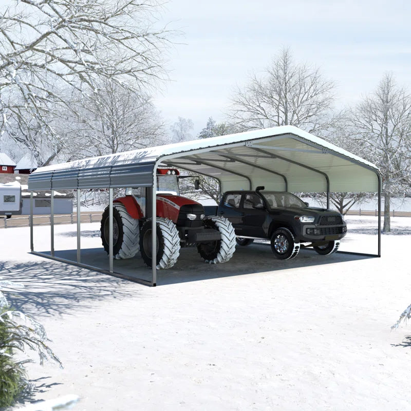 20 Ft. W X 20 Ft. D Heavy Duty Carport with Galvanized Steel Roof