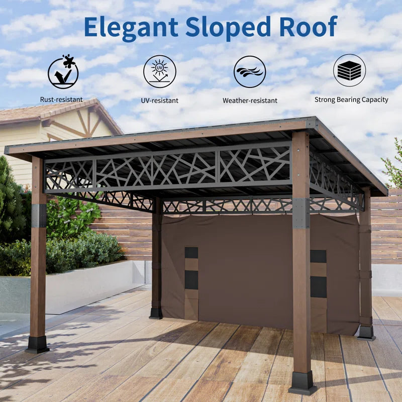 12 FT X 14 FT Hardtop Patio Gazebo with Slope Roof