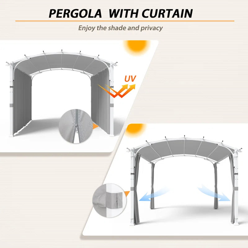 11 Ft. W X 11 Ft. D Steel Pergola with Pvc-Coated Polyester Canopy