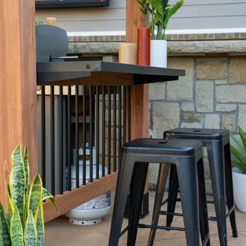Saxony XL 12' X 6' Cedar Wood Outdoor BBQ Grill Gazebo with Hardtop Galvanized Steel Roof and Bar Tops