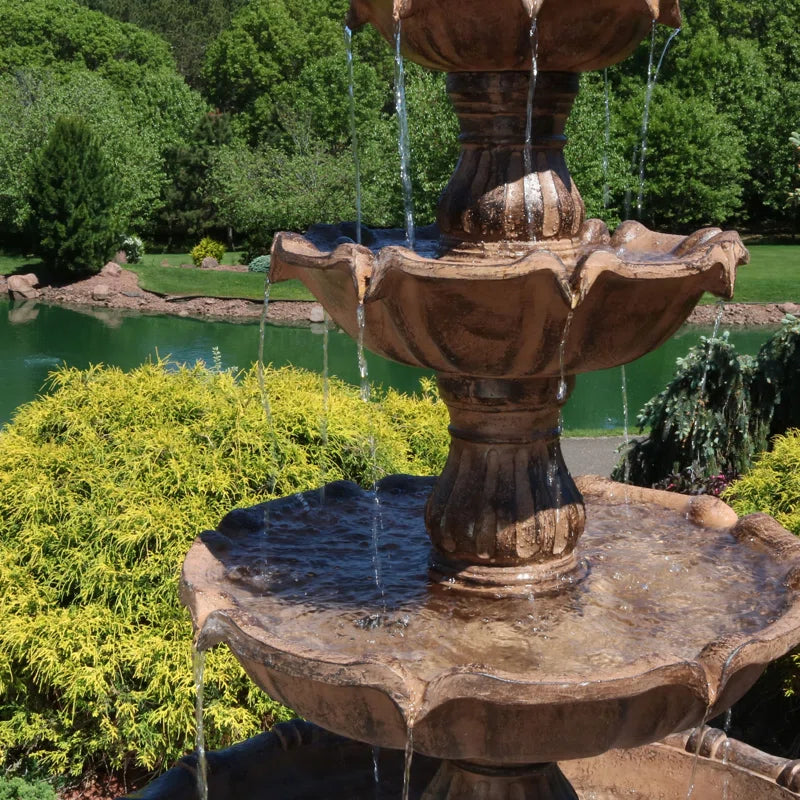 Dunston Tiered Ball Traditional Resin 4-Tier Outdoor Water Fountain