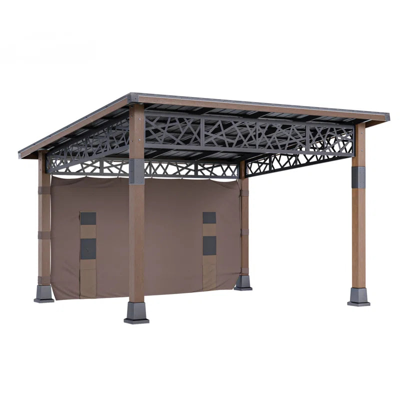12 FT X 14 FT Hardtop Patio Gazebo with Slope Roof