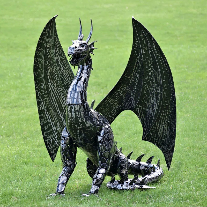 Flavio Dragon Weather Resistant Metal Garden Statue