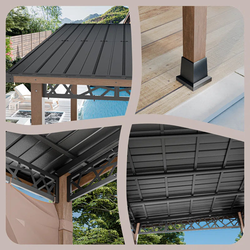 12 FT X 14 FT Hardtop Patio Gazebo with Slope Roof