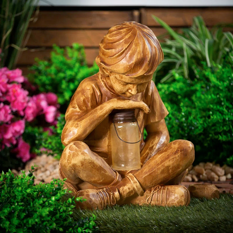 Layhou Lam Glimpses of God Solar Boy with Lantern Statue