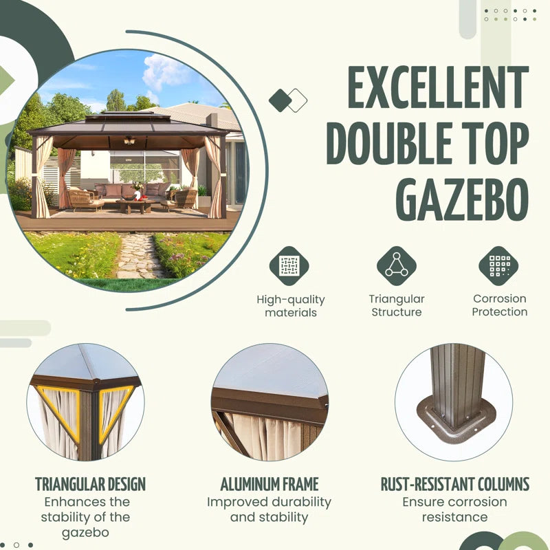10 FT X 13 FT Aluminum Patio Hardtop Gazebo