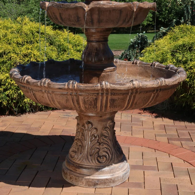 Dunston Tiered Ball Traditional Resin 4-Tier Outdoor Water Fountain
