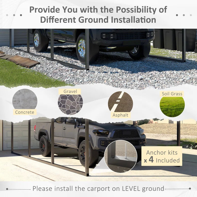 Steel Carport, Galvanized Multiple Sizes
