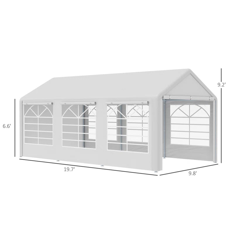 Heavy Duty Carport & Party Tent with Removable Sidewalls and Double Doors, Large Canopy Tent, Sun Shade Shelter, for Parties, Wedding, Outdoor Events, BBQ