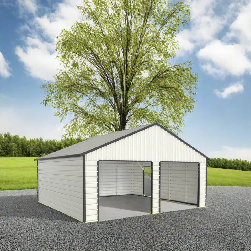 16' X 30' Steel Garage Shed, 500 Sq Ft, Industrial Quality Metal Storage Building for Vehicles, Farm Equipment, Rvs, Tools, with Side Entry Door, 46 Mph Wind Rating, Easy Diy Assembly