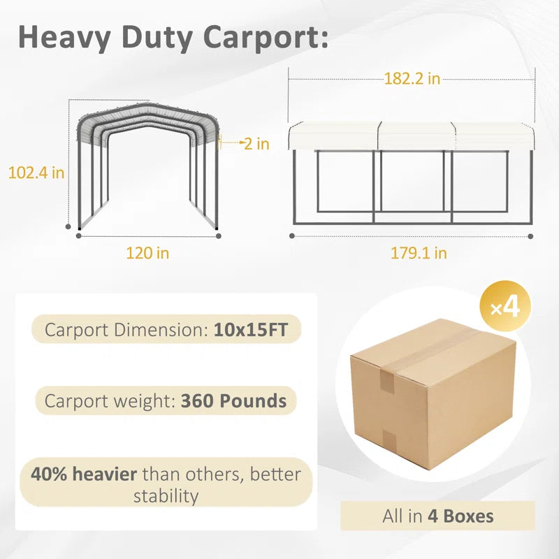 Steel Carport, Galvanized Multiple Sizes
