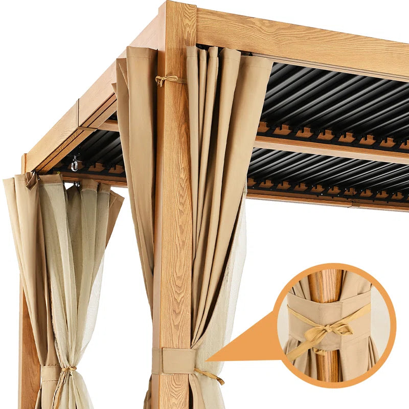 Aluminum Louvered Pergola with Adjustable Roof and Curtains