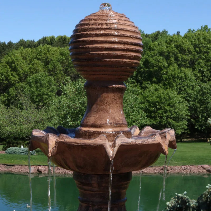 Dunston Tiered Ball Traditional Resin 4-Tier Outdoor Water Fountain